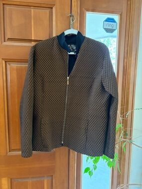 Saint John's Bay Active Quilted Brown Zip-Front Jacket